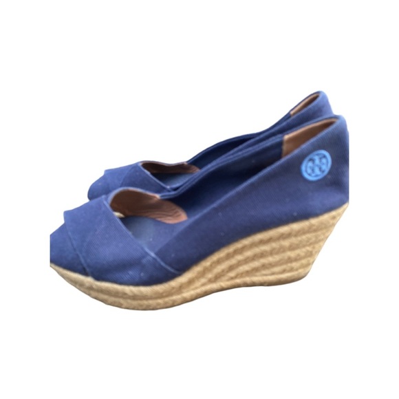 Tory Burch wedge navy espadrille shoes size 38 - Picture 3 of 7